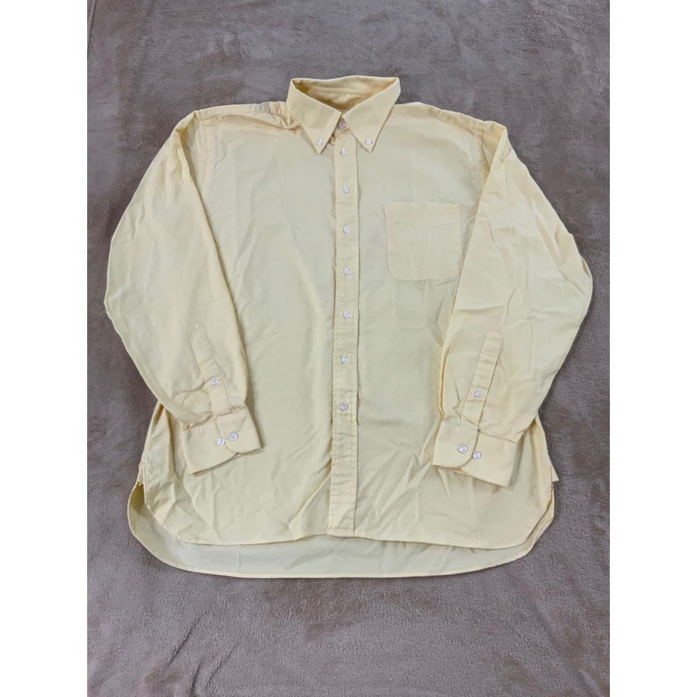 Ben Silver Charleston Dress Shirt Men's  17-35 Yellow L/S Button Down Collar EUC